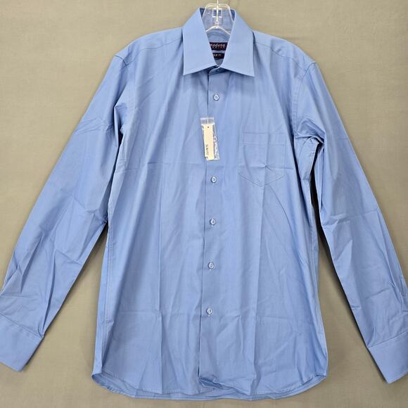 Modena Basics Men Shirt Size M Blue Slim Fit Classic Button Up Long Sleeves Top - Picture 1 of 10